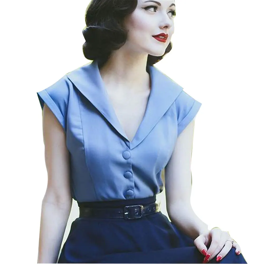 2019 New Women 50s 60s Cocktail Party Vintage Blouses S~2XL Solid Color Cap Sleeves Summer Casual Feminino Blusas Shirts
2019 New Women 50s 60s Cocktail Party Vintage Blouses S~2XL Solid Color Cap Sleeves Summer Casual Feminino Blusas Shirts
