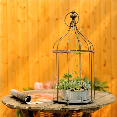 Image Creative pastoral style bird cage flower pots and more meat hanging spider plants decorative wrought iron garden decoration