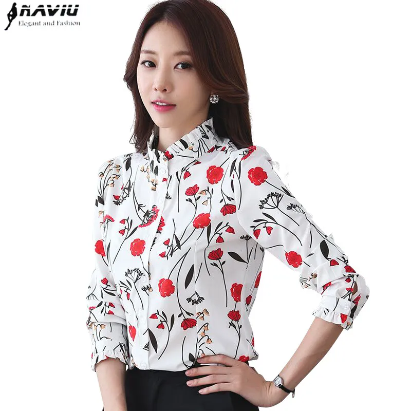 Spring elegant women shirt new fashion formal stand collar print long sleeve slim chiffon blouses office ladies plus size tops
Spring elegant women shirt new fashion formal stand collar print long sleeve slim chiffon blouses office ladies plus size tops