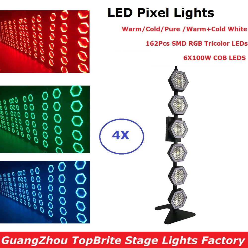 4Pcs/Lot LED Pixel Lights High Quality 6X100W Retro Flash Lights DMX Stage Dj Effect Lights With 162Pcs SMD RGB Tricolor LEDs
4Pcs/Lot LED Pixel Lights High Quality 6X100W Retro Flash Lights DMX Stage Dj Effect Lights With 162Pcs SMD RGB Tricolor LEDs