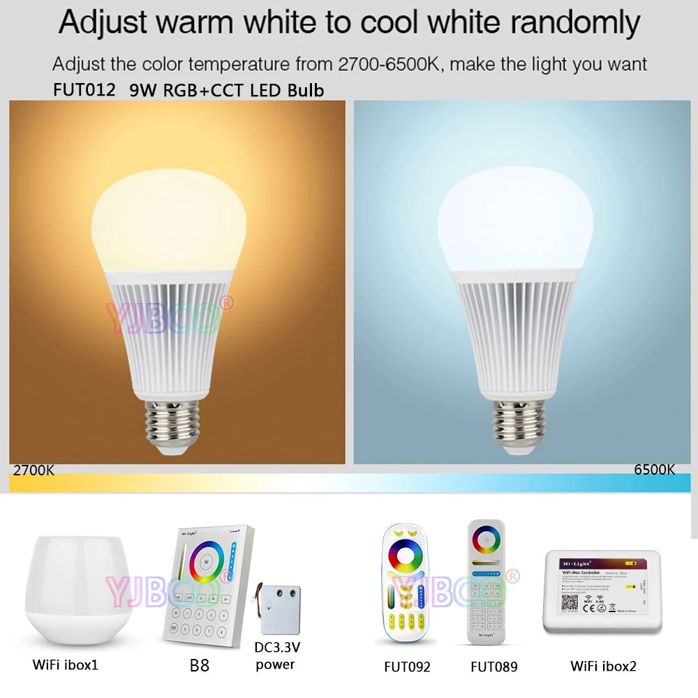 Miboxer FUT012 E27 9W RGB+CCT LED Bulb Spotlight 110V 220V Full Color Remote Control Smart Bulb WiFi Compatible 4-Zone Remote
Miboxer FUT012 E27 9W RGB+CCT LED Bulb Spotlight 110V 220V Full Color Remote Control Smart Bulb WiFi Compatible 4-Zone Remote