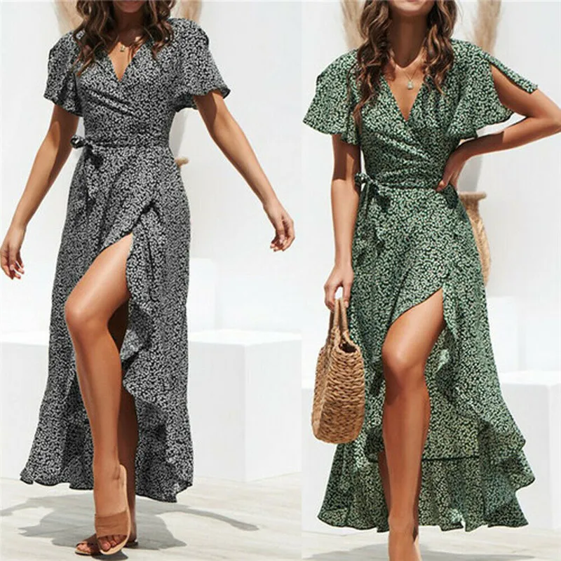 Fashion Plus Size Dress Women Wrap Summer Boho Floral Print Dress Ladies Holiday Beach Long Maxi Dresses New Deep V-neck Dresses
Fashion Plus Size Dress Women Wrap Summer Boho Floral Print Dress Ladies Holiday Beach Long Maxi Dresses New Deep V-neck Dresses