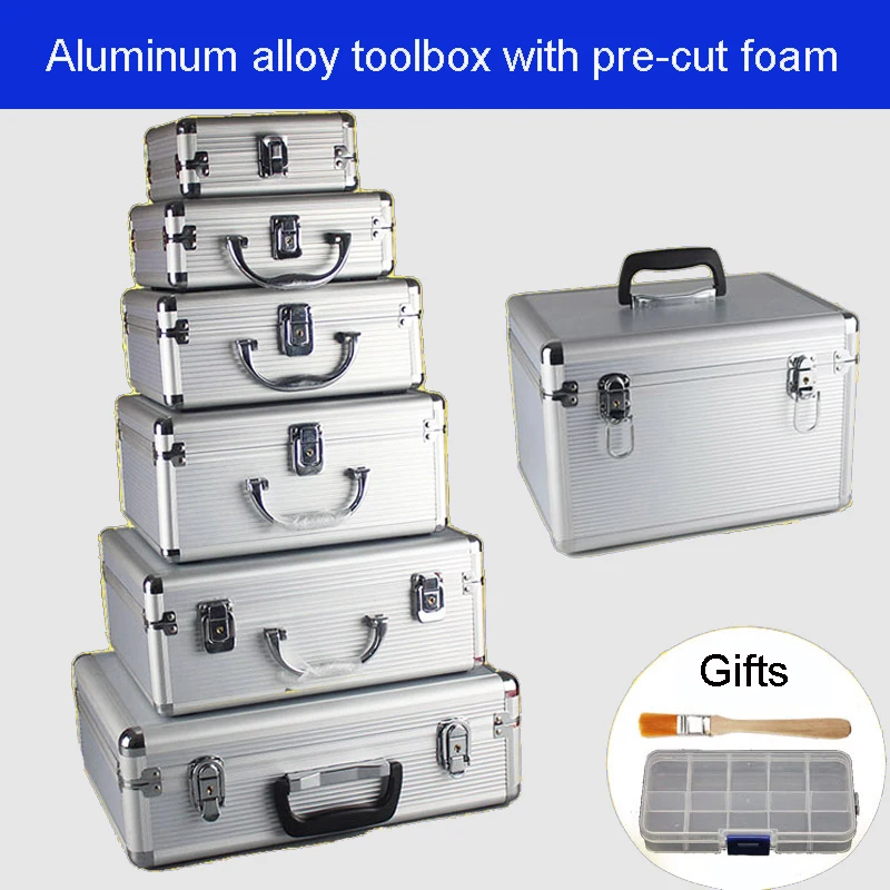 Aluminum alloy toolbox Suitcase Instrument box Equipment File Box Cosmetic Case Aluminum case Tool box with Sponge Free shipping
Aluminum alloy toolbox Suitcase Instrument box Equipment File Box Cosmetic Case Aluminum case Tool box with Sponge Free shipping