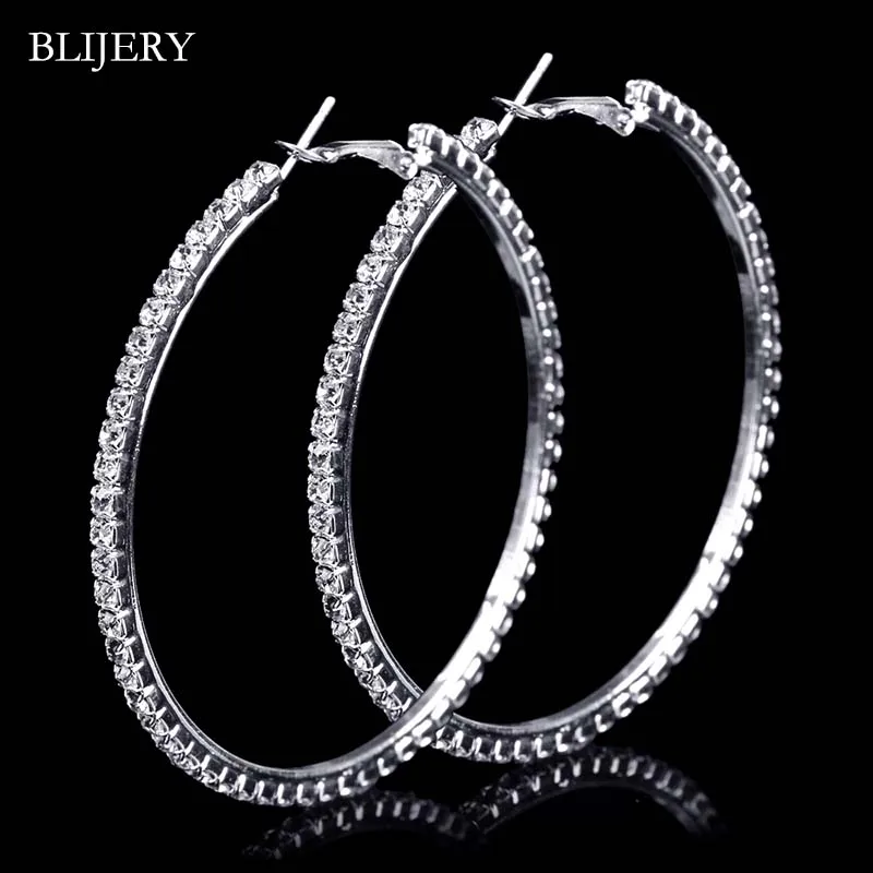 BLIJERY Fashion Women Jewelry Sparkling Rhinestone Circle Earrings 60MM Round Earrings Silver Color Crystal Large Hoop Earrings
BLIJERY Fashion Women Jewelry Sparkling Rhinestone Circle Earrings 60MM Round Earrings Silver Color Crystal Large Hoop Earrings