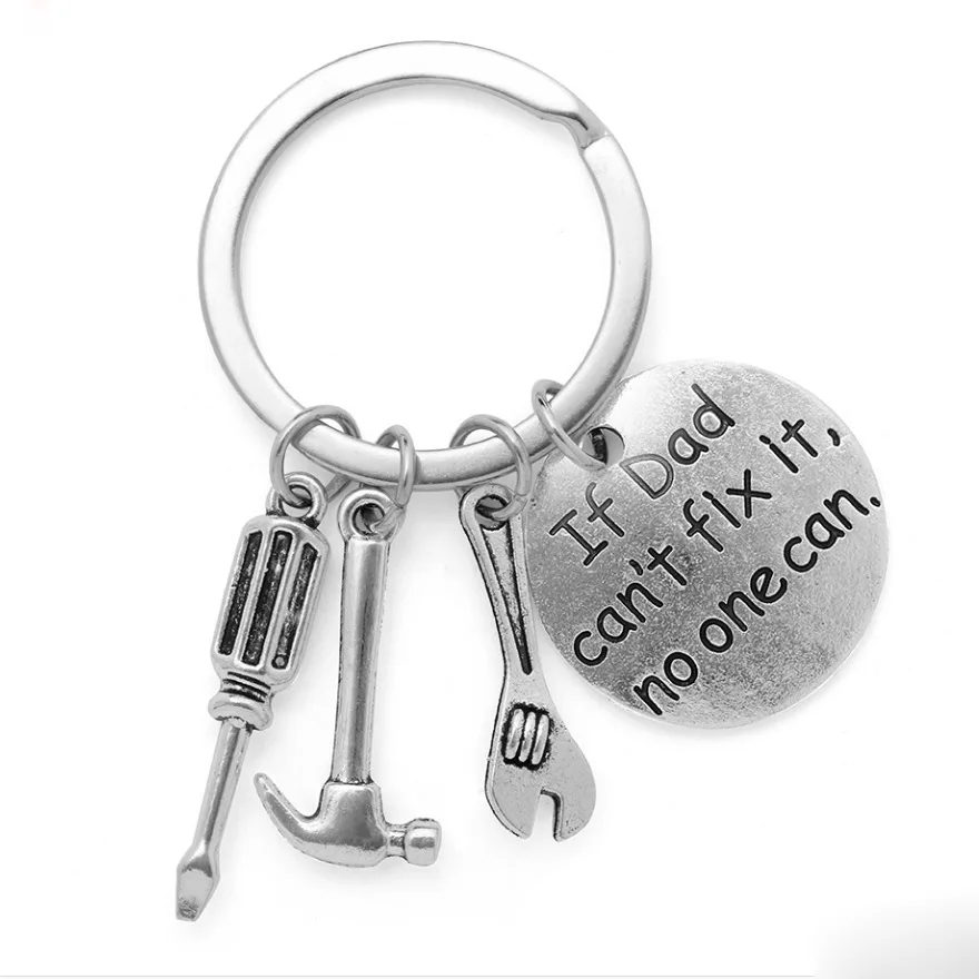 Antique Silver Hammer Wrench Screw Driver Tool Set If Dad Can't Fix It, No One Can Design Zinc Alloy Key Ring Father's Day Gift
Antique Silver Hammer Wrench Screw Driver Tool Set If Dad Can't Fix It, No One Can Design Zinc Alloy Key Ring Father's Day Gift