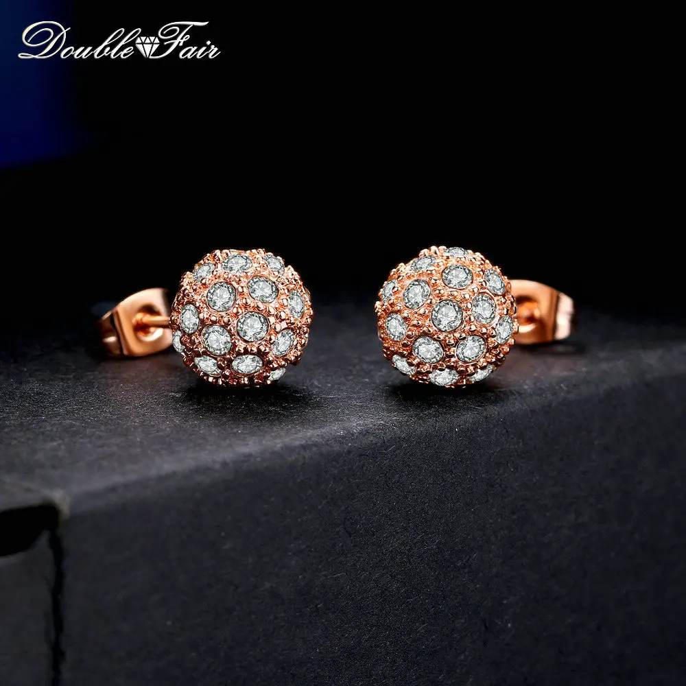 Double Fair Lucky Ball Cubic Zircon Stud Earrings For Women Rose Gold Color Fashion Crystal Jewelry HotSale brincos DFE383
Double Fair Lucky Ball Cubic Zircon Stud Earrings For Women Rose Gold Color Fashion Crystal Jewelry HotSale brincos DFE383