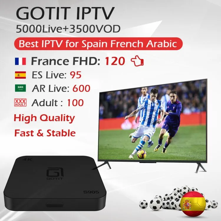 GOTIT S905 Android Box 1 Year KING IPTV Subscription French Arabic Portugal IPTV 5000 Live+3600 VOD Support Android M3U IPTV BOX
GOTIT S905 Android Box 1 Year KING IPTV Subscription French Arabic Portugal IPTV 5000 Live+3600 VOD Support Android M3U IPTV BOX