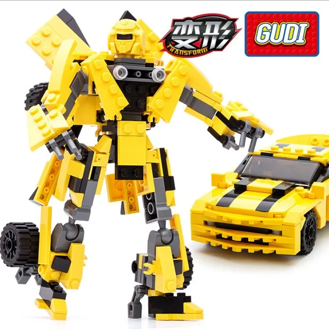238Ps GUDI Robot Bricks Transformation Robot Yellow Car Bricks Building Block Cartoon Model Educational Kids Toys
238Ps GUDI Robot Bricks Transformation Robot Yellow Car Bricks Building Block Cartoon Model Educational Kids Toys