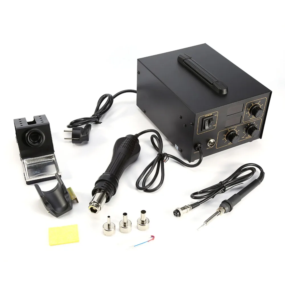 Local Fast Shipping AC 220V 998D Soldering Station Electric iron Station Welder with Hot Air Gun with Nozzles Tools Kit
Local Fast Shipping AC 220V 998D Soldering Station Electric iron Station Welder with Hot Air Gun with Nozzles Tools Kit