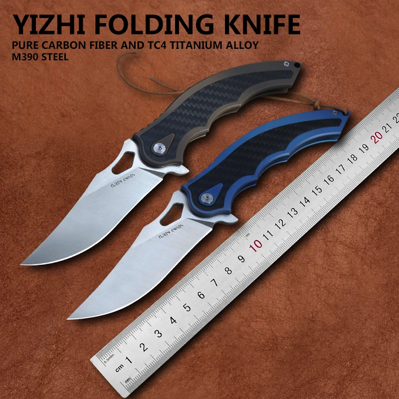 TUREN- M390 steel knife folding knife Inlaid with pure carbon fiber and TC4 titanium alloy handle high hardness outdoor knives
TUREN- M390 steel knife folding knife Inlaid with pure carbon fiber and TC4 titanium alloy handle high hardness outdoor knives