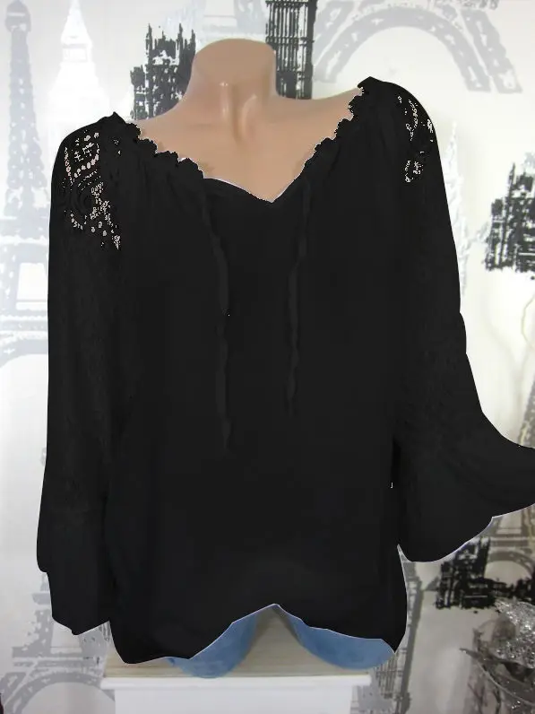 Large size Ladies Blouse 2019 spring and summer new stitching V-neck long-sleeved lace shirt Women's chiffon shirt
Large size Ladies Blouse 2019 spring and summer new stitching V-neck long-sleeved lace shirt Women's chiffon shirt
