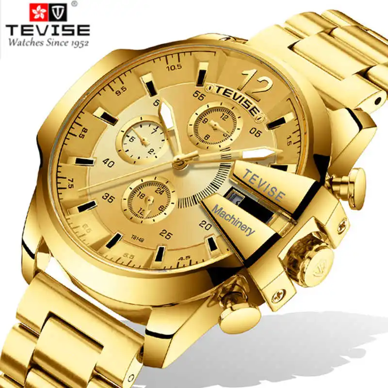 Mens Automatic Mechanical Watches Luxury Brand Tevise Men Stainless steel Multifunction Business Clock Relogio Masculino
Mens Automatic Mechanical Watches Luxury Brand Tevise Men Stainless steel Multifunction Business Clock Relogio Masculino