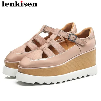 Lenkisen concise style wedges platform square toe buckle strap luxury horsehair patchwork high bottom sweety girls pumps L15
Lenkisen concise style wedges platform square toe buckle strap luxury horsehair patchwork high bottom sweety girls pumps L15