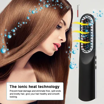 USB Rechargeable Hair Straightening Brush Wireless Ceramic Ion Hair Straightener Curling Iron Comb with LCD Display
USB Rechargeable Hair Straightening Brush Wireless Ceramic Ion Hair Straightener Curling Iron Comb with LCD Display
