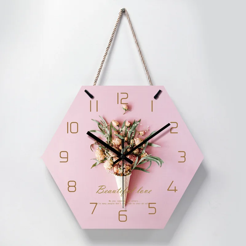 Beautiful art hexagon pink home wall clock Brief flower pattern office decoration wall clock NO Frame
Beautiful art hexagon pink home wall clock Brief flower pattern office decoration wall clock NO Frame