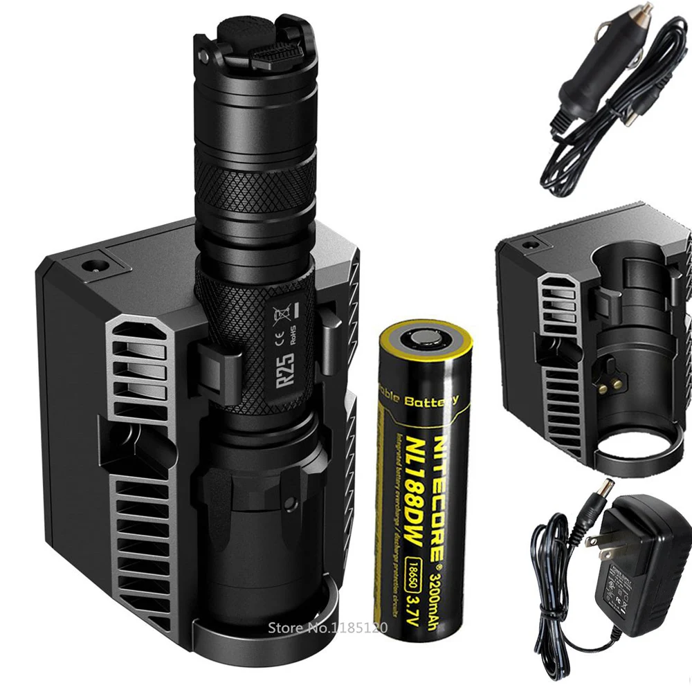 NITECORE R25 Tactical Flashlight CREE XP-L HI V3 max 800 lumen beam distance 321 meter outdoor torch with battery charger dock
NITECORE R25 Tactical Flashlight CREE XP-L HI V3 max 800 lumen beam distance 321 meter outdoor torch with battery charger dock
