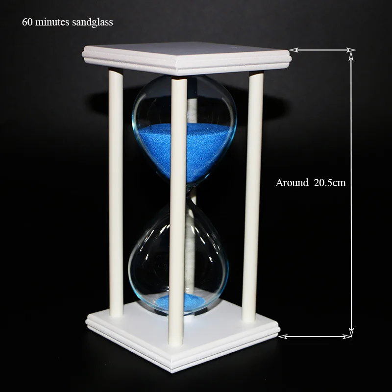 60 minutes sandglass hourglass half hour timer blue sand timer white frame home decoration
60 minutes sandglass hourglass half hour timer blue sand timer white frame home decoration