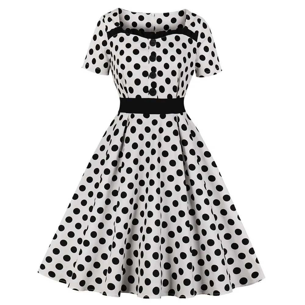 Joineles Women Vintage Dress Summer Polka Dot Print Short Sleeve Dresses 60s Office Party Rockabilly Swing Retro Pin Up Dress
Joineles Women Vintage Dress Summer Polka Dot Print Short Sleeve Dresses 60s Office Party Rockabilly Swing Retro Pin Up Dress