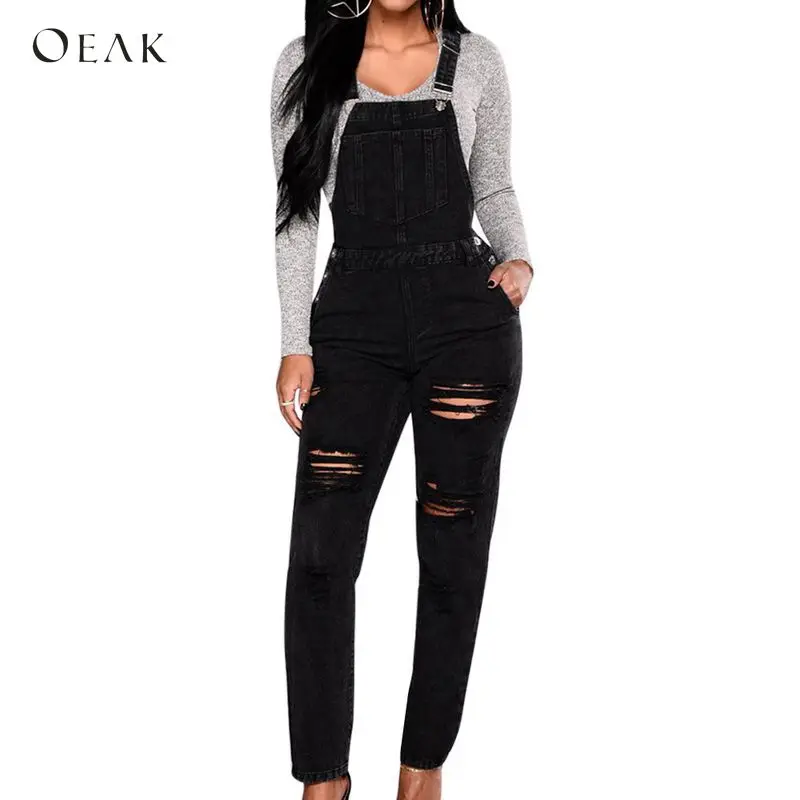 OEAK 2018 Fashion Women Jumpsuit Black Denim Overalls 2018 Spring Strap Hole Ripped Long Jeans Bodysuit Plus Size Jumpsuits
OEAK 2018 Fashion Women Jumpsuit Black Denim Overalls 2018 Spring Strap Hole Ripped Long Jeans Bodysuit Plus Size Jumpsuits