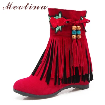 Meotina Women Boots Winter Ankle Boots Fringe Height Increasing Heel Short Boots String Bead High Heel Shoes New Plus Size 34-43
Meotina Women Boots Winter Ankle Boots Fringe Height Increasing Heel Short Boots String Bead High Heel Shoes New Plus Size 34-43