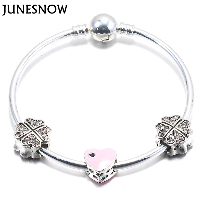 JUNESNOW 2017 New Arrival Silver Plated Color Pink Heart Beads Heart Bracelets & Bangles for Women Wedding Jewelry
JUNESNOW 2017 New Arrival Silver Plated Color Pink Heart Beads Heart Bracelets & Bangles for Women Wedding Jewelry