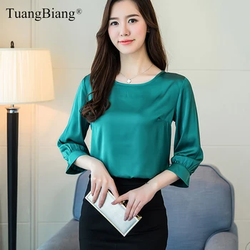2019 Spring Women O-Neck Bottoming Shirt Solid Color Three Quarter Sleeve Loose Female Blouse Soft Elegant New Top Camisas Mujer
2019 Spring Women O-Neck Bottoming Shirt Solid Color Three Quarter Sleeve Loose Female Blouse Soft Elegant New Top Camisas Mujer