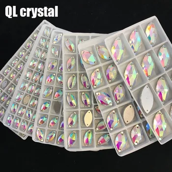 QL crystal Glass Crystal Navette Sew on Rhinestones Colors Crystal AB Flatbck Marquise for DIY garment bags shoes wedding veil
QL crystal Glass Crystal Navette Sew on Rhinestones Colors Crystal AB Flatbck Marquise for DIY garment bags shoes wedding veil