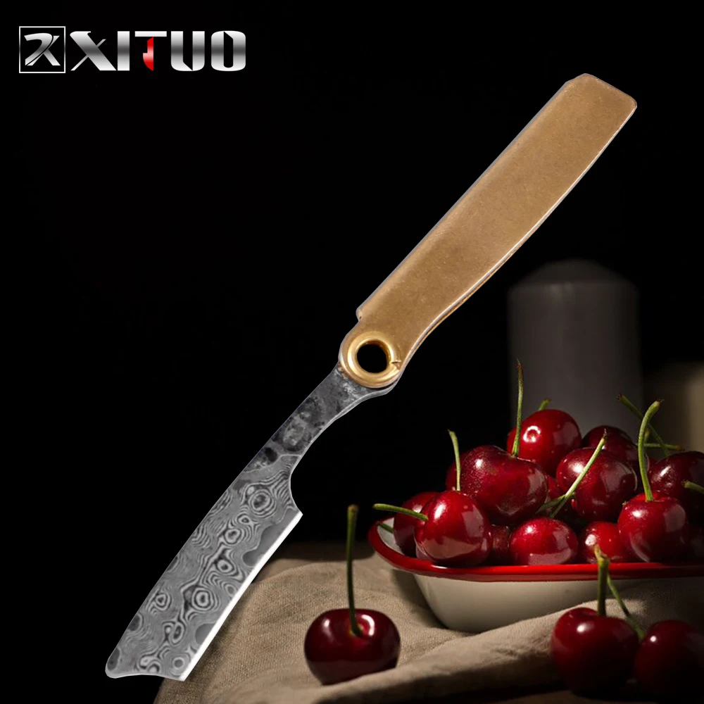 XITUO Damascus Steel Knife Small Razor Multi-function Mini Paring Knife Pendant Sharp Portable Portable Key Ring Folding Knife
XITUO Damascus Steel Knife Small Razor Multi-function Mini Paring Knife Pendant Sharp Portable Portable Key Ring Folding Knife