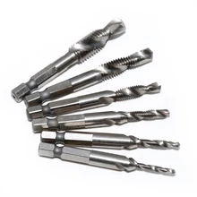 6pcs 1/4'' Hex HSS High Speed Steel Thread Spiral Screw M3 M4 M5 M6 M8 M10 Metric Composite Tap Drill Bit Tap
6pcs 1/4'' Hex HSS High Speed Steel Thread Spiral Screw M3 M4 M5 M6 M8 M10 Metric Composite Tap Drill Bit Tap