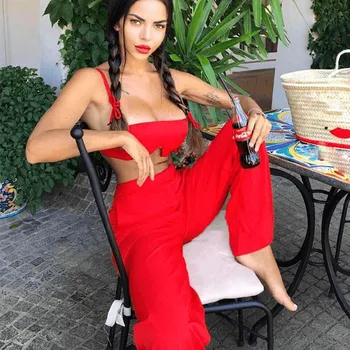 festival clothing Strapless High Waist Sexy Crop Top And Pants Set Strap Summer Two Piece Set Backless Casual Women Tracksuit
festival clothing Strapless High Waist Sexy Crop Top And Pants Set Strap Summer Two Piece Set Backless Casual Women Tracksuit