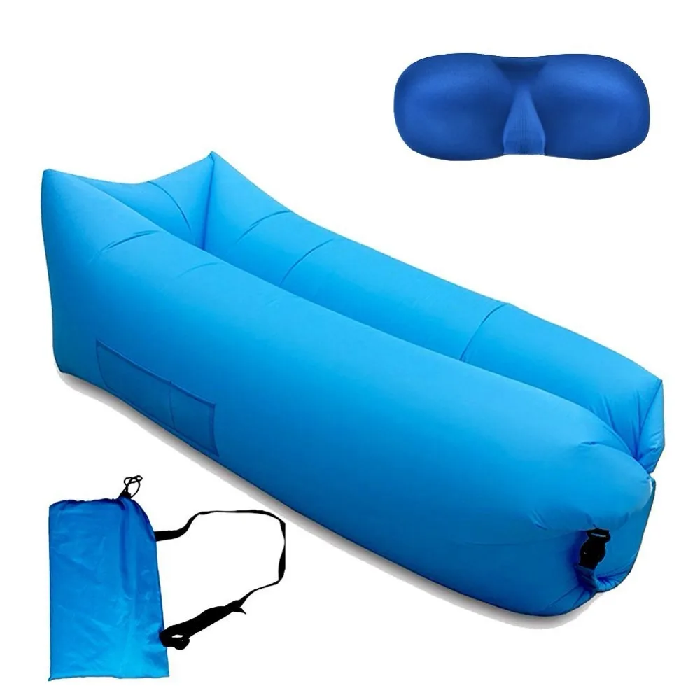 

SKL Inflatable Lounger Chair Sofa with Side Pocket Eyeshade Outdoor Anti-Air Leaking Hammock Air Couch for Travelling, Camping