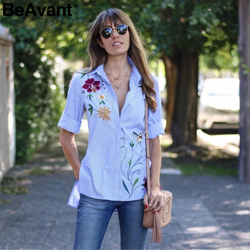 BeAvant Spring casual striped blouse shirt women Floral embroidered blouse female tops 2018 Long sleeve summer blusas shirt lady
BeAvant Spring casual striped blouse shirt women Floral embroidered blouse female tops 2018 Long sleeve summer blusas shirt lady