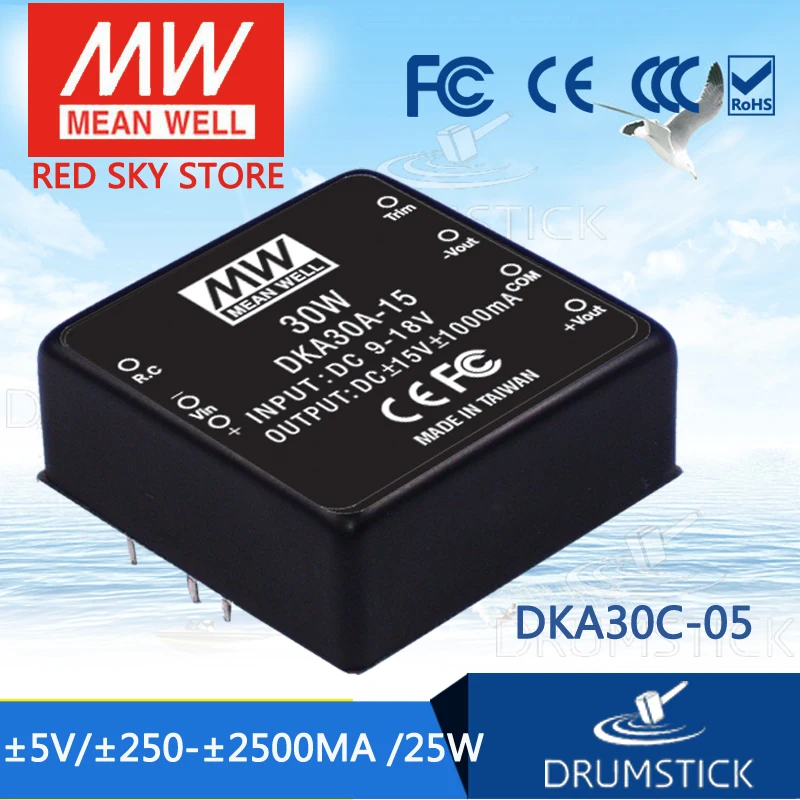 MEAN WELL DKA30C-05 5V 2500mA meanwell DKA30 5V 25W DC-DC Regulated Dual Output Converter
MEAN WELL DKA30C-05 5V 2500mA meanwell DKA30 5V 25W DC-DC Regulated Dual Output Converter