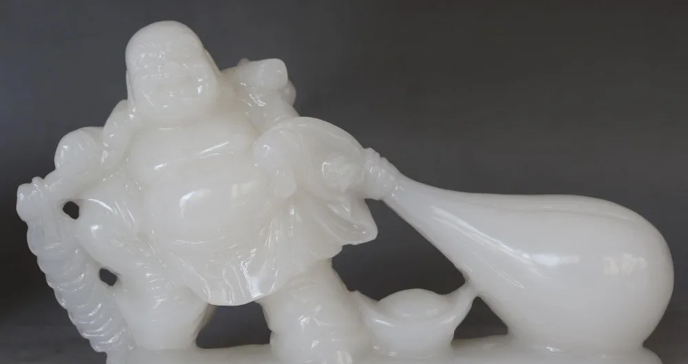 China White Jade Carving Wealth Yuanbao Money Bag Wealth Maitreya Buddha Statue
China White Jade Carving Wealth Yuanbao Money Bag Wealth Maitreya Buddha Statue