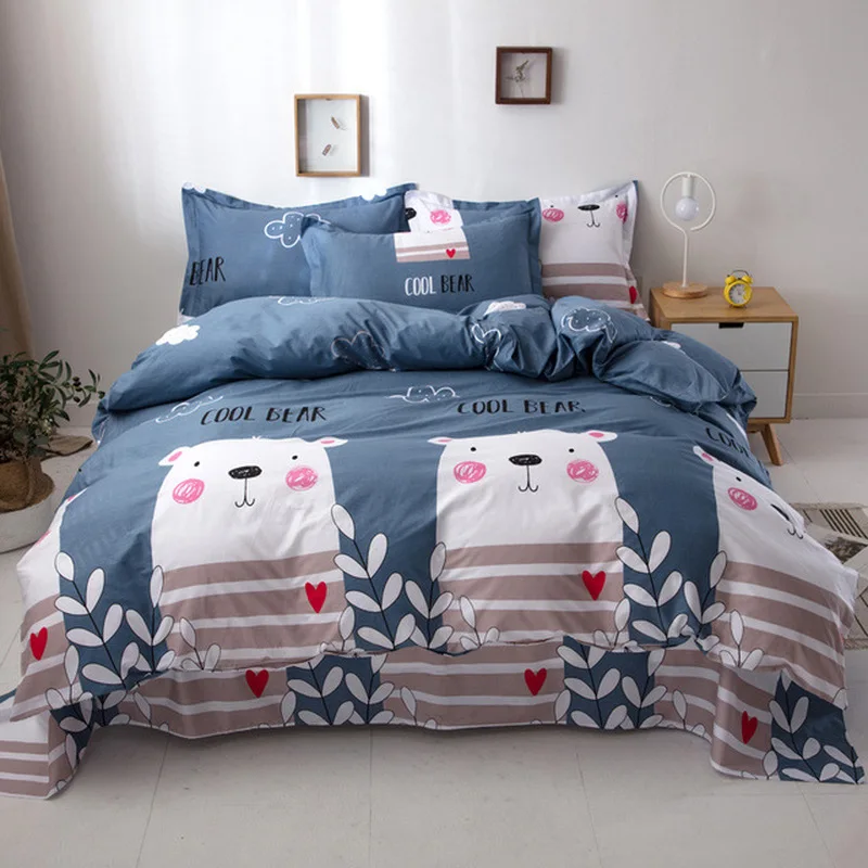 100% Cotton Cute Bear Bedding Set Duvet Cover Sets Soft Bed Linen Flat Bed Sheet Set Pillowcase 4PCS Twin Queen King Bed Cover
100% Cotton Cute Bear Bedding Set Duvet Cover Sets Soft Bed Linen Flat Bed Sheet Set Pillowcase 4PCS Twin Queen King Bed Cover