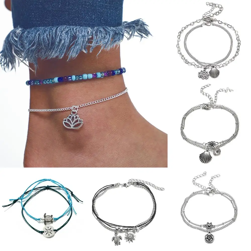 Vintage Shell Beads Lotus Flower Sea Turtle Anklets Women New Fashion Multi Layer Anklets Handmade Chain Bohemian Jewelry Gift
Vintage Shell Beads Lotus Flower Sea Turtle Anklets Women New Fashion Multi Layer Anklets Handmade Chain Bohemian Jewelry Gift