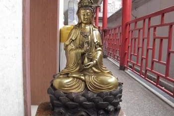 Temple Old Copper Gild lotus flower Kwan-Yin GuanYin Bodhisattva Goddess Statue
Temple Old Copper Gild lotus flower Kwan-Yin GuanYin Bodhisattva Goddess Statue