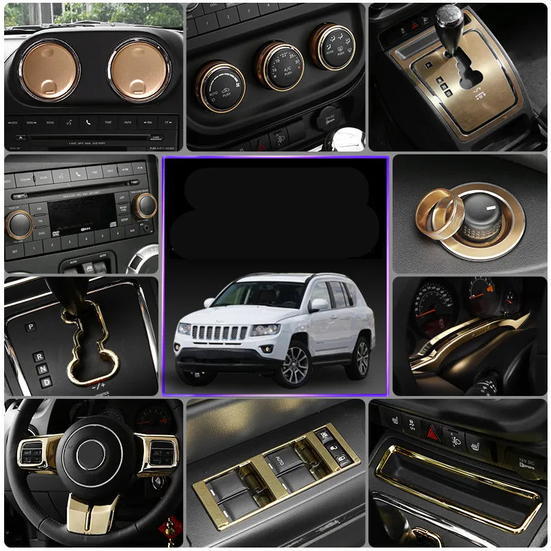 Gold Steering Wheel Gear AC /CD Air Outlet Decorated Frame For Jeep Compass Patriot AAA369
Gold Steering Wheel Gear AC /CD Air Outlet Decorated Frame For Jeep Compass Patriot AAA369