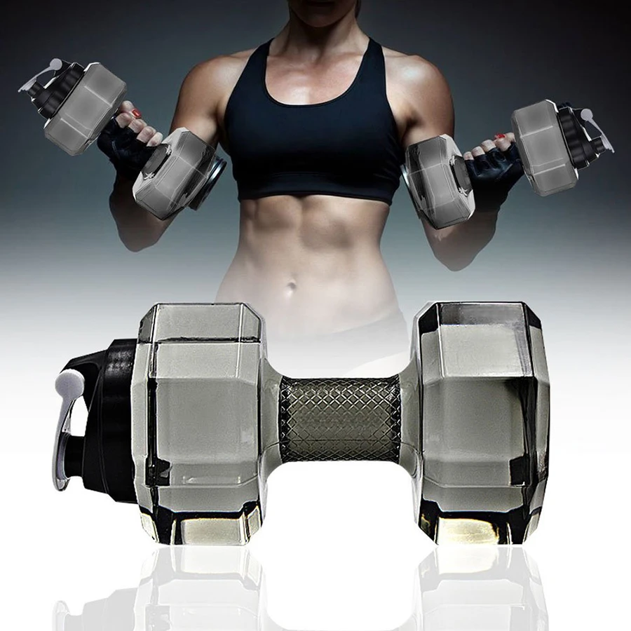 

2.2L Dumbbell Water Kettle Large Plastic Capacity Gym Sports Bottle Outdoor Portable Dumbbell Traning Fitness Equipment