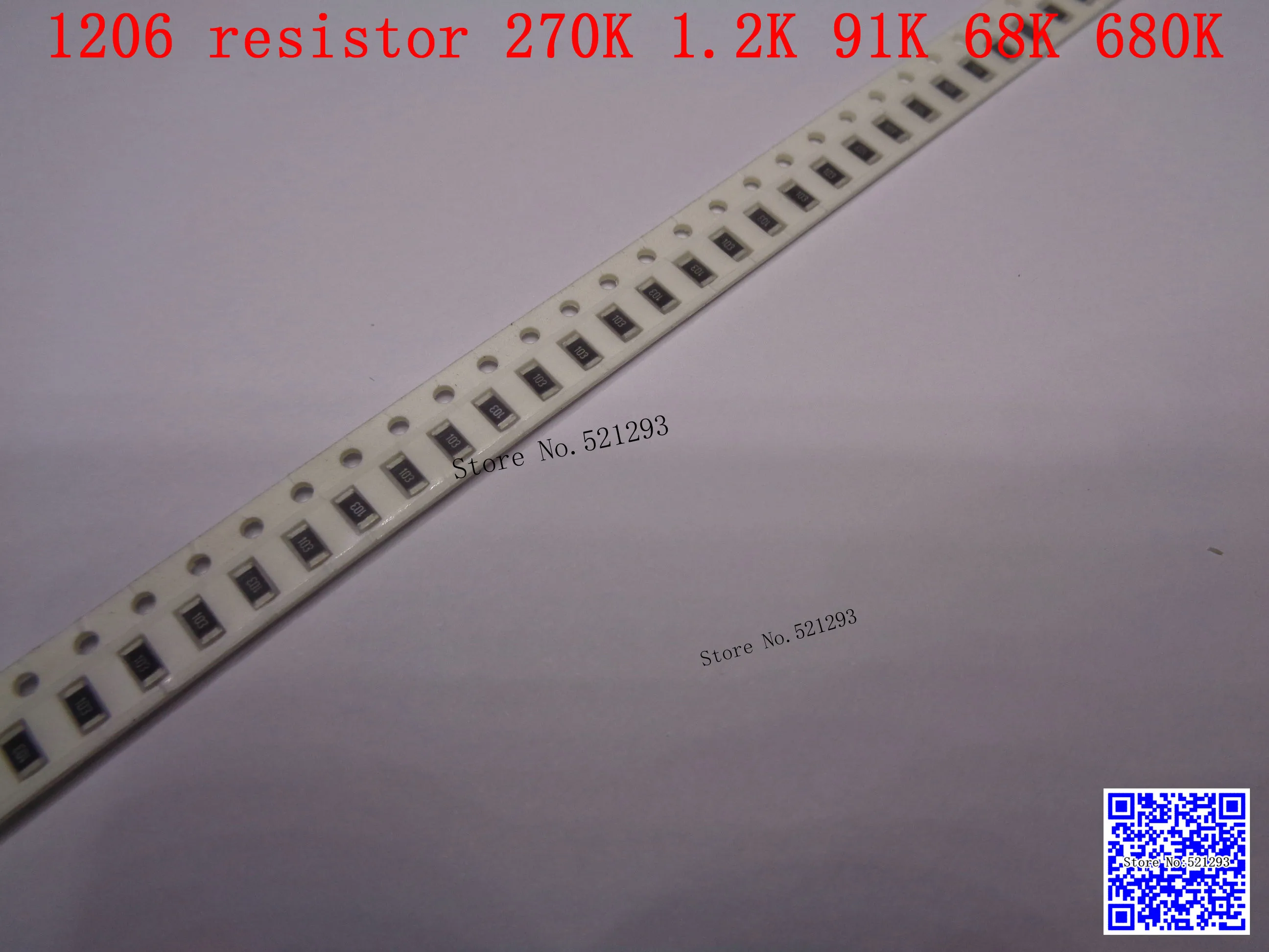 1206 F SMD resistor 1/4W 270K 1.2K 91K 68K 680K ohm 1% 3216 Chip resistor 500PCS/LOT
1206 F SMD resistor 1/4W 270K 1.2K 91K 68K 680K ohm 1% 3216 Chip resistor 500PCS/LOT