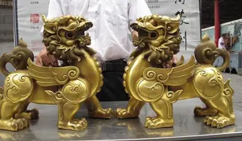 Chinese Classic Brass Copper Feng Shui Evil Foo Dog Lion kylin Kirin Statue Pair
Chinese Classic Brass Copper Feng Shui Evil Foo Dog Lion kylin Kirin Statue Pair