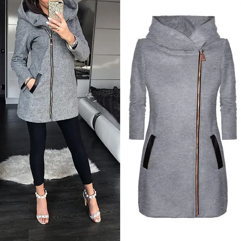 2019 Loose Slimming Solid Long Sleeve Casual Coat Pocket Hooded Woollen Large Size Wide-waisted Open Stitch Woman Wear Trench
2019 Loose Slimming Solid Long Sleeve Casual Coat Pocket Hooded Woollen Large Size Wide-waisted Open Stitch Woman Wear Trench