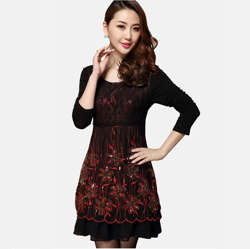 New 2015 Plus Size Women Lace Embroidery Elegant Dress long Sleeve middle age Dress casual vestidos autumn winter dress XXXXXL
New 2015 Plus Size Women Lace Embroidery Elegant Dress long Sleeve middle age Dress casual vestidos autumn winter dress XXXXXL