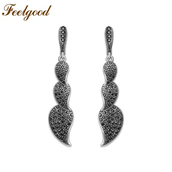Feelgood 2018 New Fashion Vintage Earrings Silver Color Leaf Earring With Full Black Cz Rhinestone For Women Party Birthday Gift
Feelgood 2018 New Fashion Vintage Earrings Silver Color Leaf Earring With Full Black Cz Rhinestone For Women Party Birthday Gift