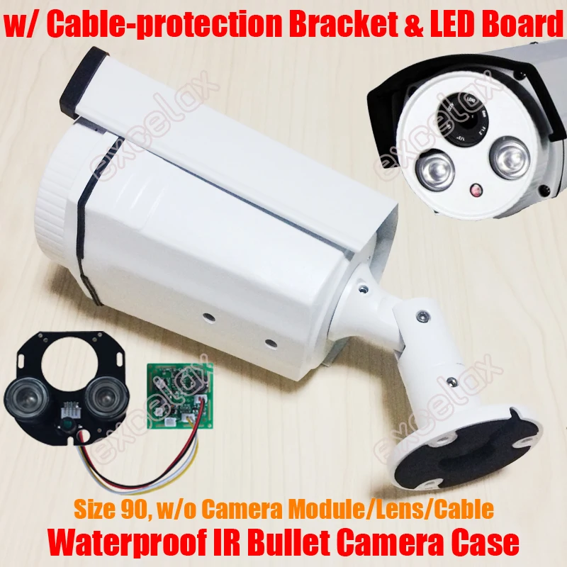 Waterproof IR Bullet Camera Case & Array LED Board & Bracket Size 90 Aluminum Alloy Casing Sunshield Cover IP66 Outdoor Housing
Waterproof IR Bullet Camera Case & Array LED Board & Bracket Size 90 Aluminum Alloy Casing Sunshield Cover IP66 Outdoor Housing