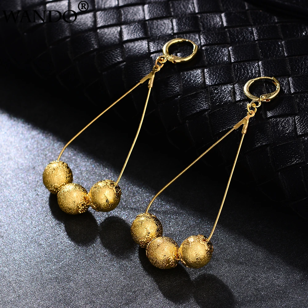 WANDO Three 10mm frostedball Arab Bead Earrings Women Metal Gold Color Middle East African Girl Large drop earrings jewelry e48
WANDO Three 10mm frostedball Arab Bead Earrings Women Metal Gold Color Middle East African Girl Large drop earrings jewelry e48