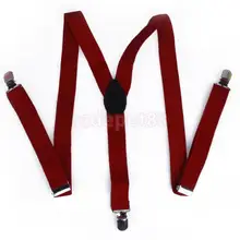 Clip-on Braces Elastic Y-back Suspender 37x1 inch - Red Clip-on Braces Elastic Y-back Suspender 37x1 inch - Red