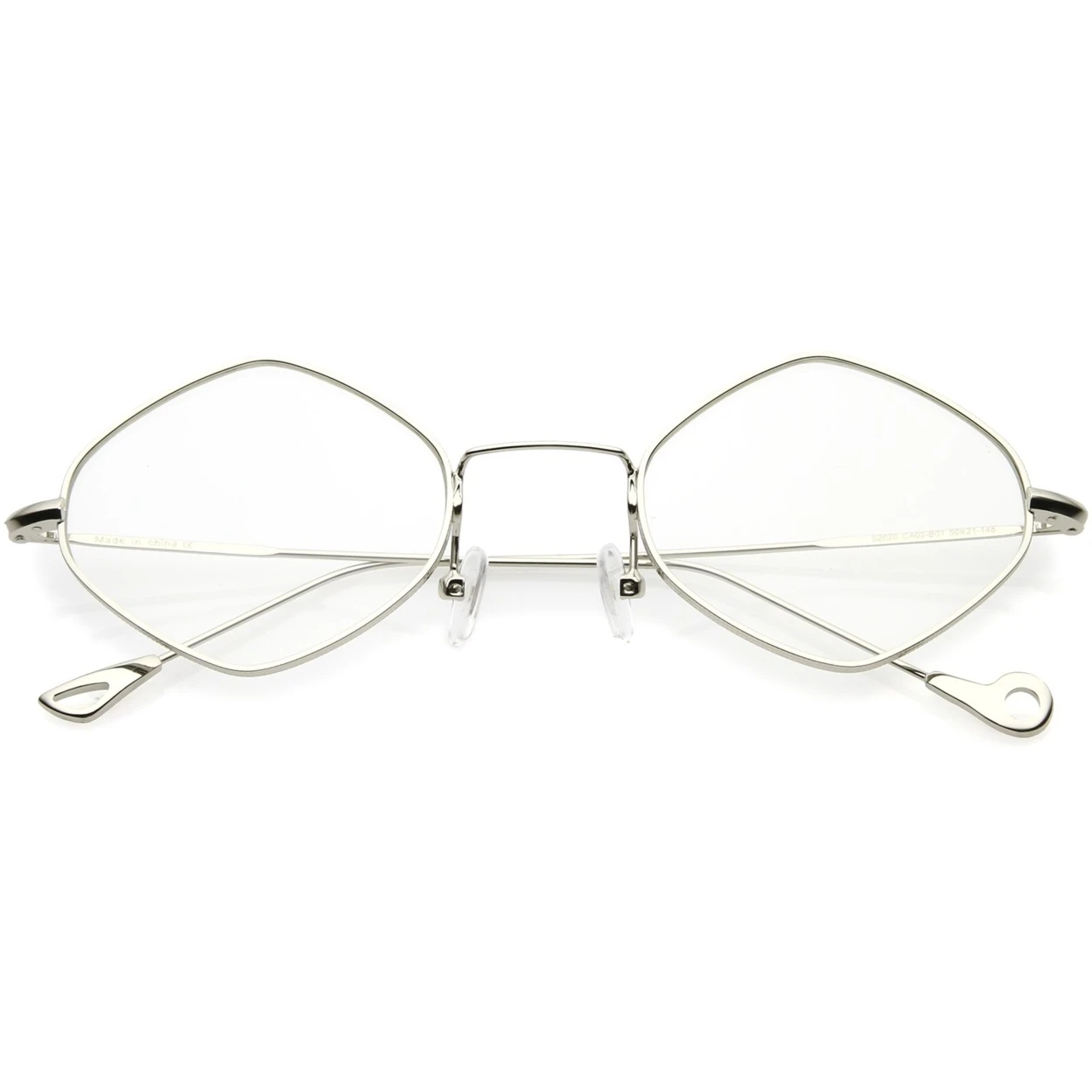 Premium Small Metal Diamond Eyeglasses Ultra Slim Arms Color Tinted Flat Lens 51mm