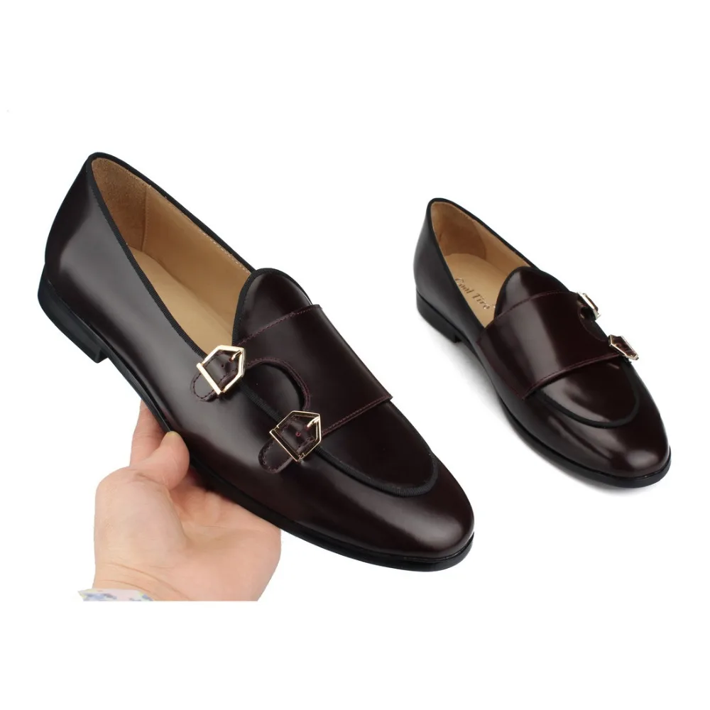 POLISHED LEATHER DOUBLE-MONK LOAFERS Brown (5)