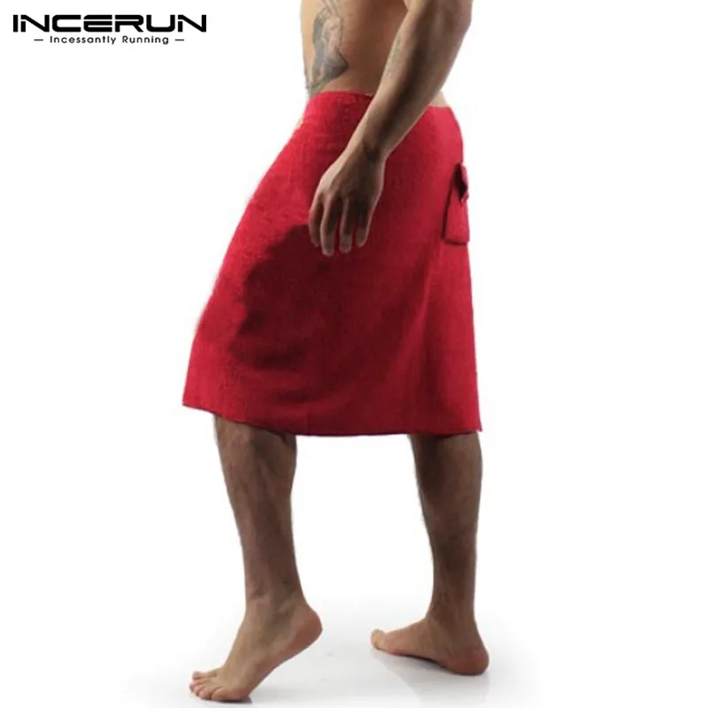 INCERUN Men Bathrobes Skirts Solid Color Pockets Soft 2019 Button Up Towel Robes Fashion Comfortable Beach Bath Skirts Men S-5XL 
INCERUN Men Bathrobes Skirts Solid Color Pockets Soft 2019 Button Up Towel Robes Fashion Comfortable Beach Bath Skirts Men S-5XL